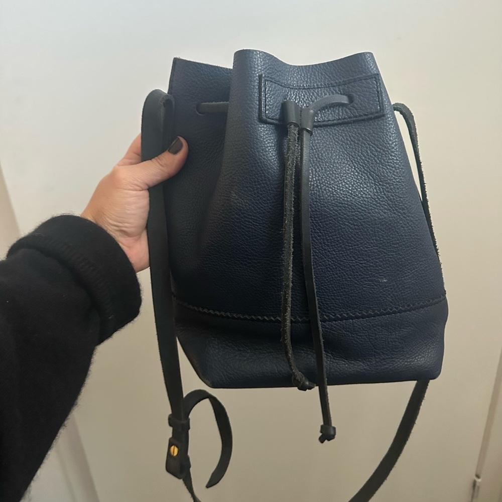 J. Crew Navy Blue Leather Backpack